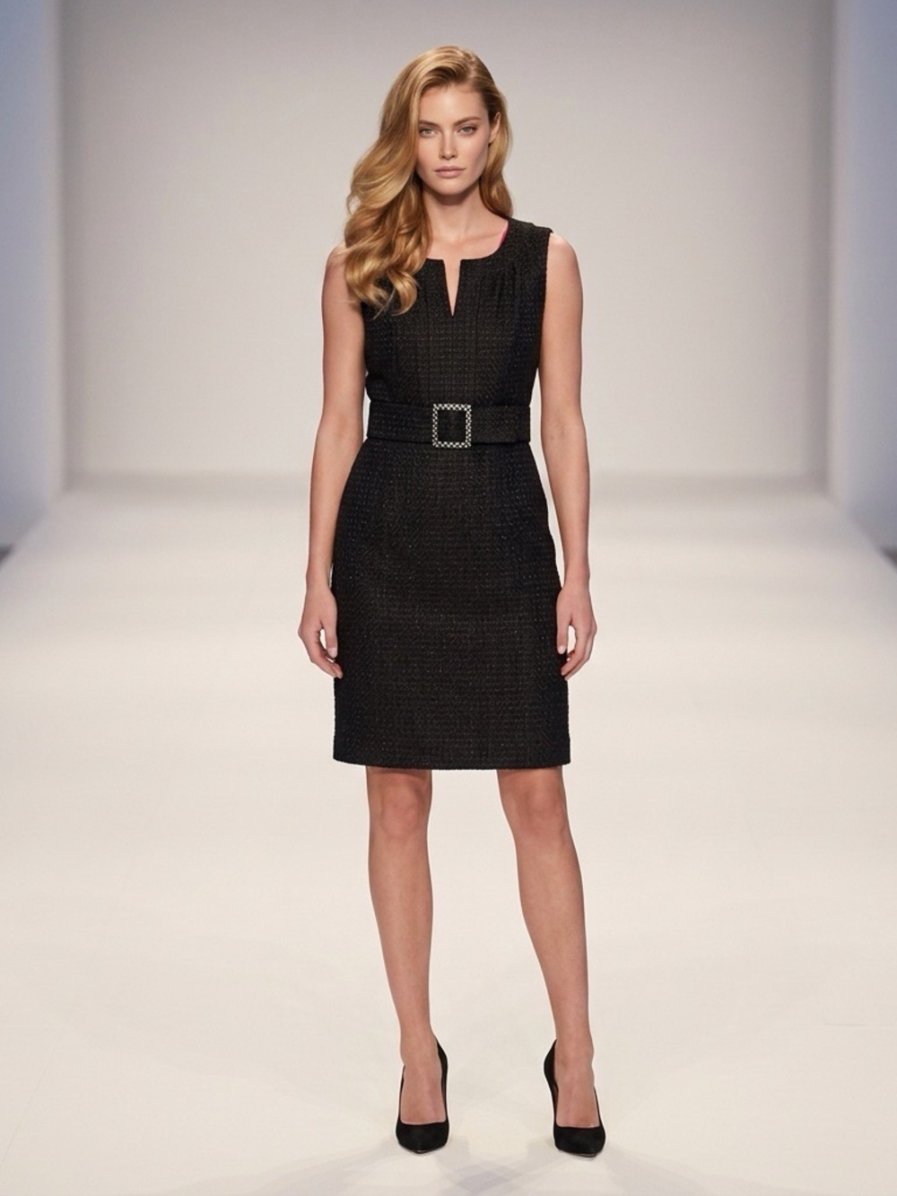 Donna Ricco New York Textured Sheath Dress Size 6 Belted Sleeveless Career Dress